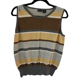 NORTHCREST | Yellow, Tan and Grey Striped Sweater Vest XL